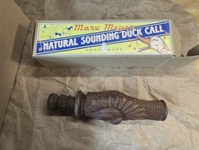 Highly Carved Marv Meyer Wooden Metal Reed Duck Call- Folk Art