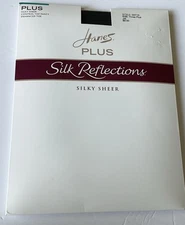 Hanes Plus Silk Reflections Control Top Silky Sheer - Jet Black Size 3 Plus