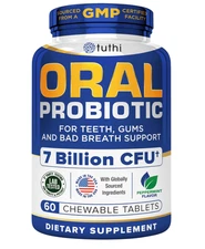 Tuthi Oral Probiotics for Mouth Bad Breath Treatment for Adults-60 tablets- New