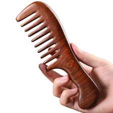 Natural Sandalwood Hair Combs Anti-Static Wooden Comb Massager Long Wide Tooth D