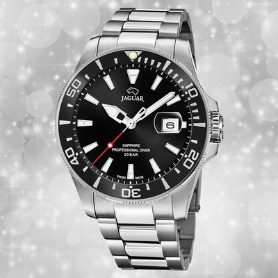 Jaguar Herrenuhr Edelstahl silber Jaguar Pro Diver Armbanduhr UJ860/D