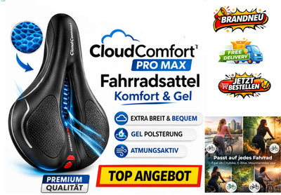 CloudComfort Pro Max Fahrradsattel Komfort Fahrradsitz Breiter Gel Tourensattel