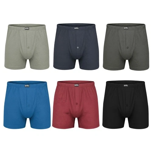 Men's Cotton Boxer Shorts 6-Pack - Stretch, Button Fly & Comfort Fit | BARU