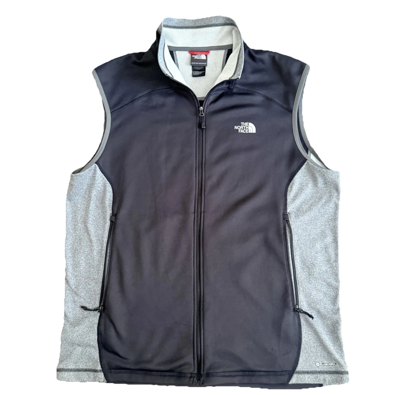 The North Face Vest Mens Large Black Gray Flashdry Thermal Insulated Full Zip