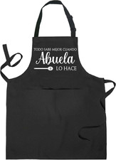 Abuela Apron with Pockets,Mother's Day Kitchen Gifts for Mom from Daughters Sons