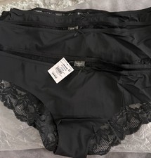Ladies Next Brazilian Black Knickers x 3 with Tags In Packaging Size 22 NEW