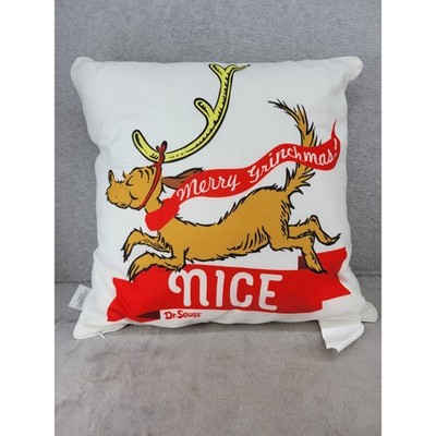 Dr Seuss The Grinch Naughty Nice Reversible Christmas Throw Pillow 17x17 White