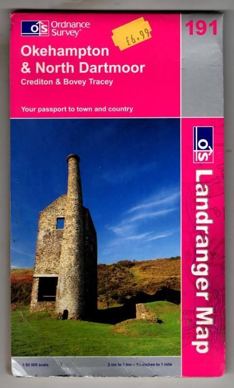 Landranger Sheet 191 Okehampton and North Dartmoor : Ordnance Survey