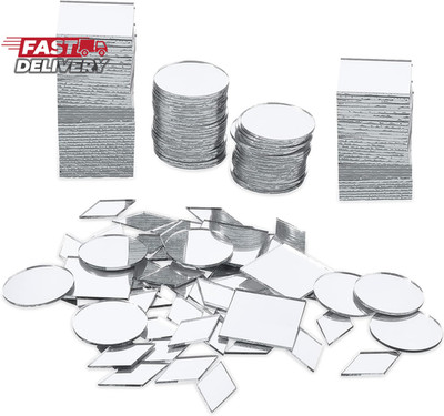 Prasacco 120 Pcs Small Mirrors for Crafts, 3 Shapes Mirror Pieces for Crafts, Sq