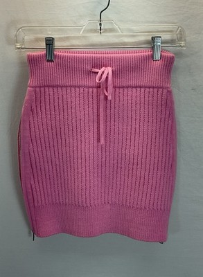 David Koma Plexi Knit Pink Skirt Ribbed Zip Side Size XS Designer $400