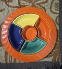 Shawnee pottery Valencia Ceramic Round Serving Tray with 4 inserts