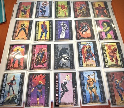 Corner Box Creations Complete Set #CB1-CB20 2024 Marvel Masterpieces 92 Platinum
