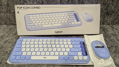 Logitech POP ICON Combo, Bluetooth Keyboard and Mouse Combo Lilac  NEW 