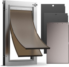 All Aluminum Dog Door with 2 Magnetic Flaps  1 Replacement Flap, Heavy Duty Lar