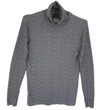 Athleta Top Womens S Gray Geometric Flurry Peak Turtleneck Thumbhole Long Sleeve