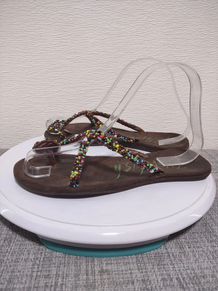 Blowfish Малибу ~ сандалии женщин Sz 6 - коричневый кожаный w бисером ремни - винтажный - Изображение 4 из 4