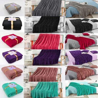 TEDDY BEAR FLEECE THROW OVER BED LARGE BEDSPREAD SOFT CUDDLY WARM SOFA BLANKET