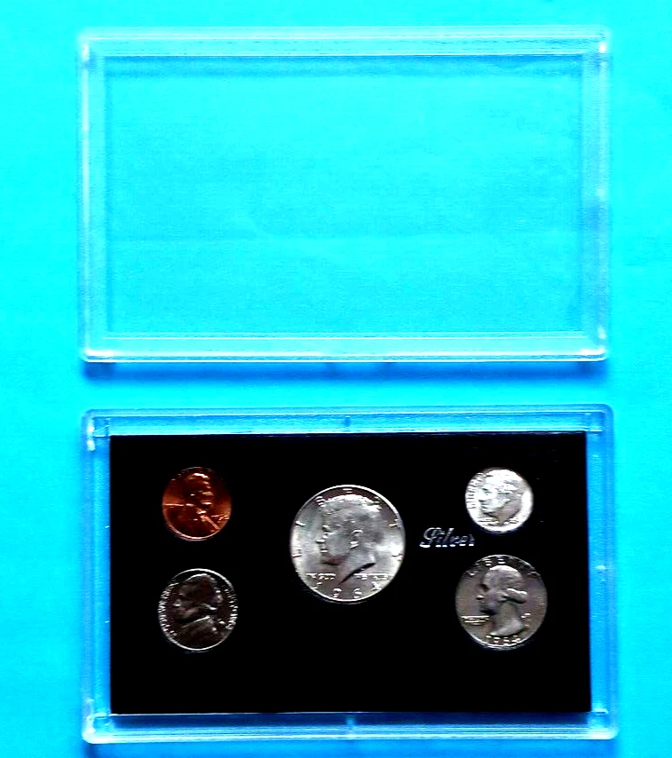 6-1964 Coins set (3of5 Coins 90% Silver:50c,25c,10C)5c,1c+1 xtr BU 1960 1c-7%OFF - Image 2 of 4