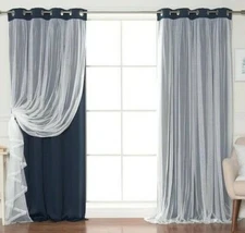 VCNY Home- Jessica Grommet Top Curtain Panel 38" x 84", Navy, 2 Pack