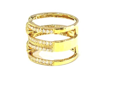 もさ♡14kgf 18K Yellow Gold Interlocking Diamond & Bead Band 0.84 Carat