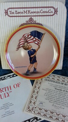 Vintage Knowles (Bradex) Porzellan Teller: Fourth of July, USA: Jessie Wilcox Smith