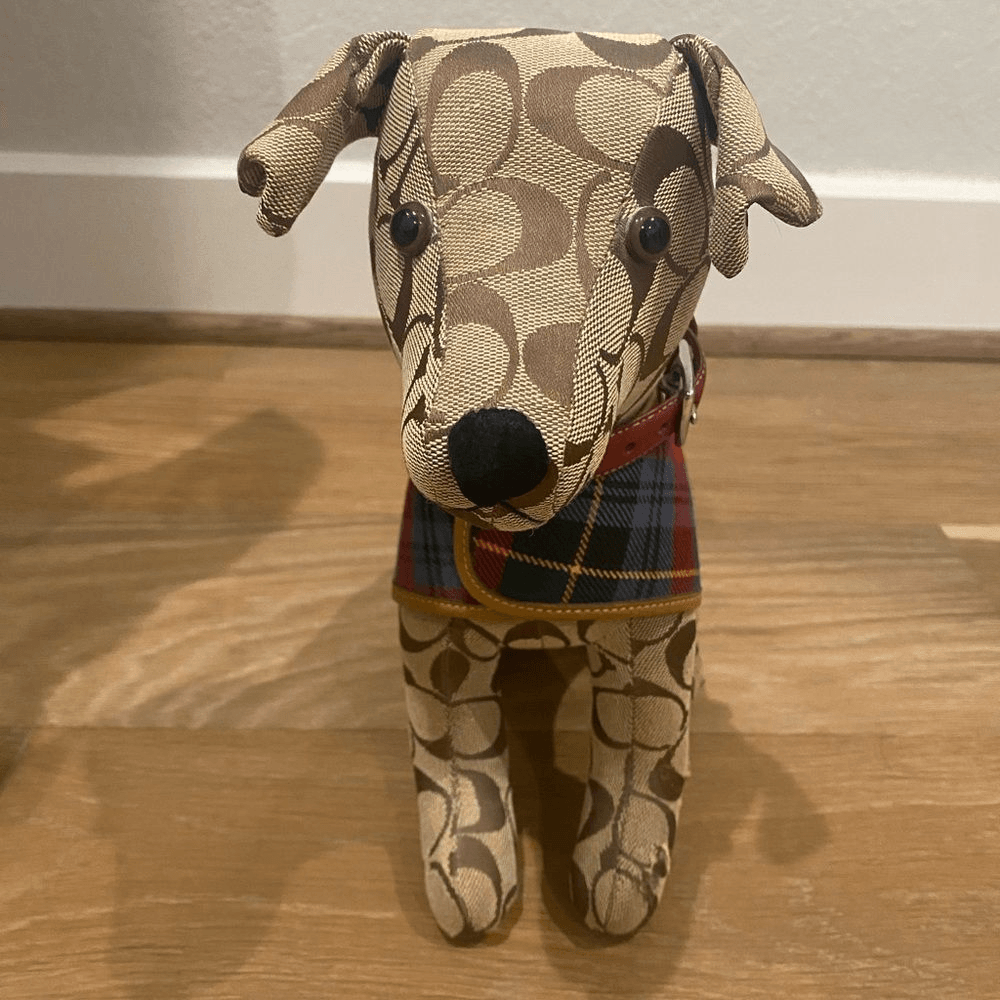 Coach Signature Rare Stuffed Dog Jack Russell with Leather