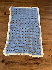 Handmade Crochet Afghan Baby Blanket Green Yellow Throw Granny Square