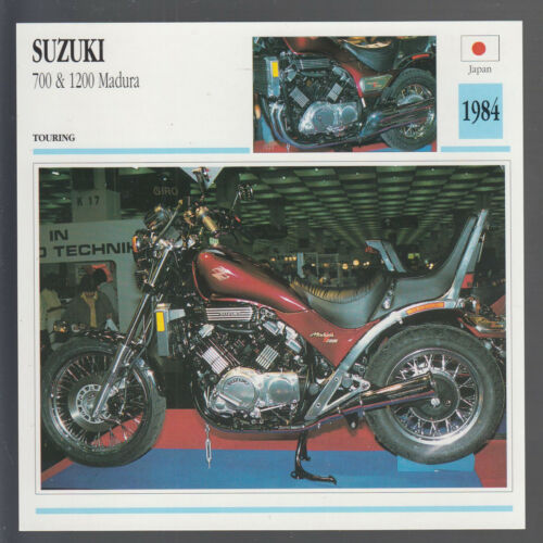 Suzuki 700cc y 1200cc Madura 1984 bicicleta japonesa tarjeta de información especificaciones fotográficas - Imagen 1 de 1