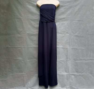Lulu’s Own The Night Strapless Navy Dark Blue Dress Gown Size L