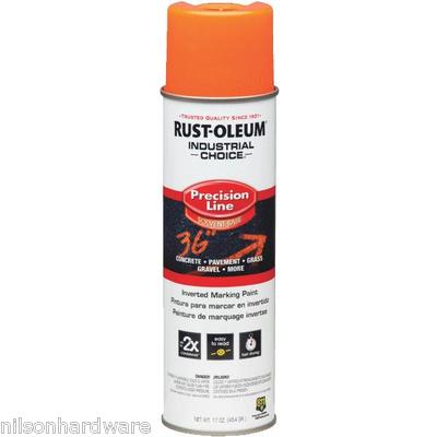 (12)-RustOleum 17 Oz Fluorescent Orange Inverted Marking Spray Paint 203027