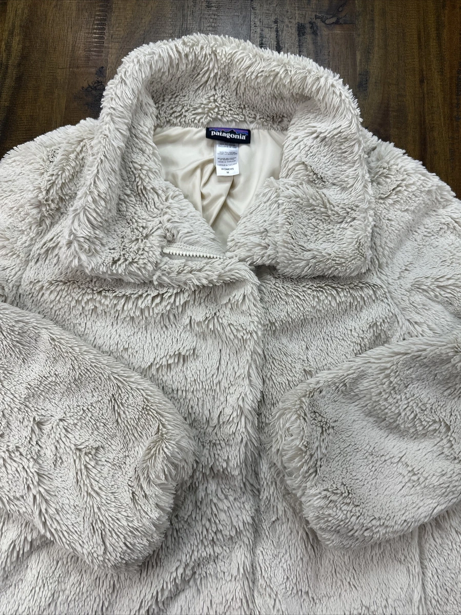 PATAGONIA Jacket Womens Medium Cream Pelage Faux Fur Fuzzy Full Zip Teddy  Coat | eBay