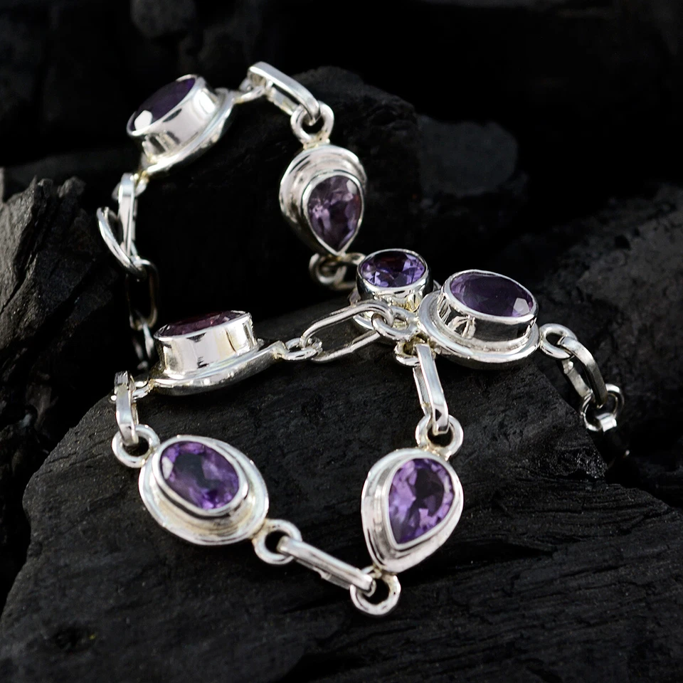 Eleganz in Lilatönen 925 Sterling Silber Amethyst Armband Lila Armband - Bild 2 von 3