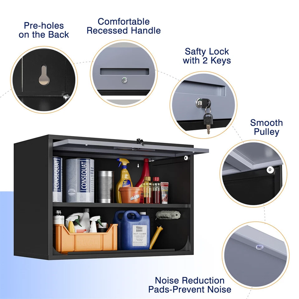 Wall Mounted Metal Storage Cabinet Garage Wall Cabinet with Adjustable Shelves - Image 3 of 4