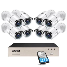 ZOSI 8CH 5MP HD Home POE Security Camera System With 2TB HDD Night Vision
