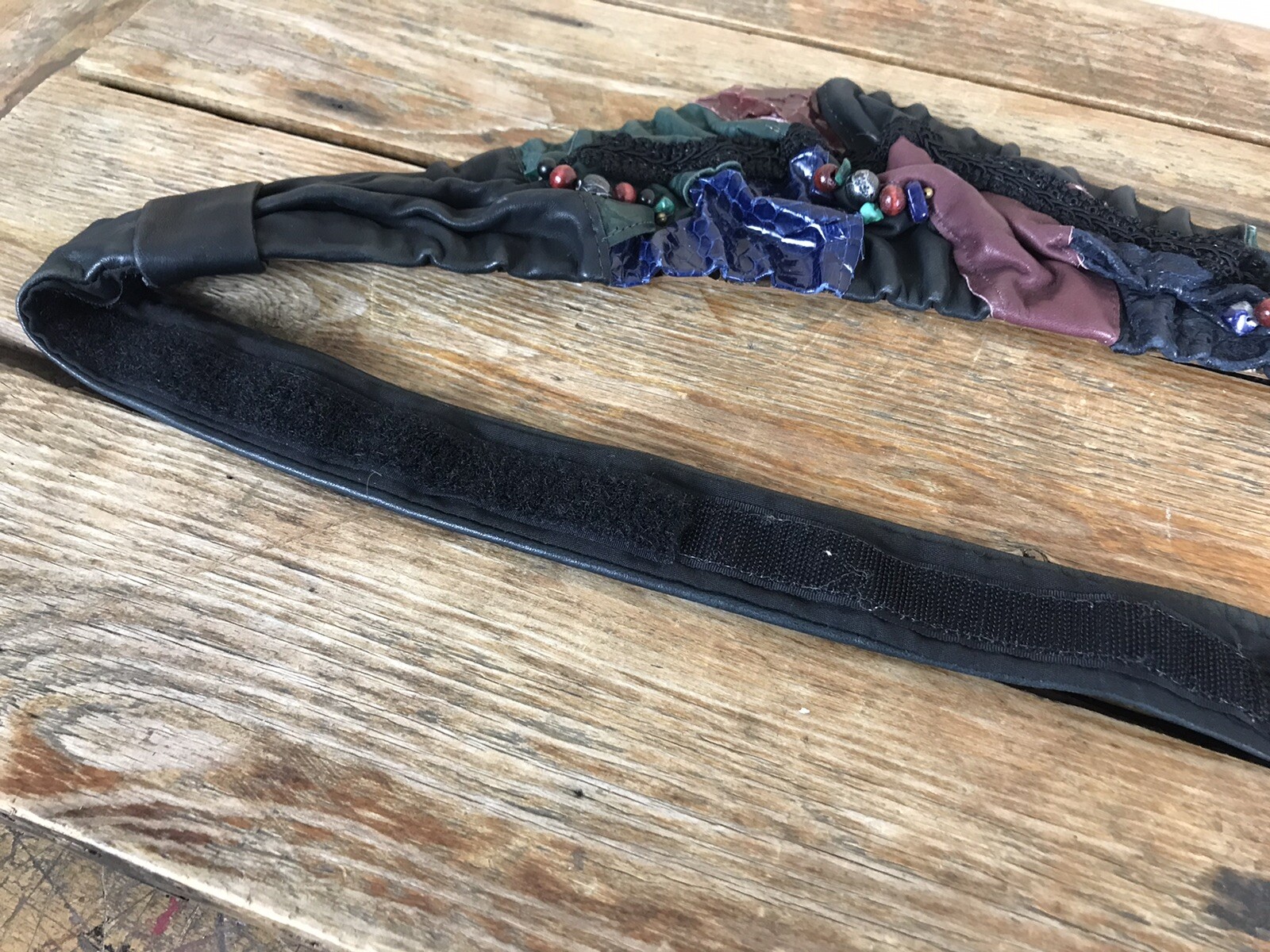 VTG Handmade? Leather Patchwork Statement Belt We… - image 14