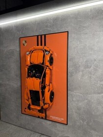 Art Holder Frame on the Wall 80x50 cm.  Technic 42056 Porsche 911 GT3 RS Orange