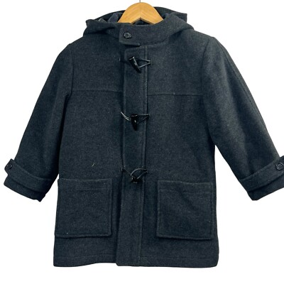 Rothschild Boy’s Dark Gray Wool Hooded Duffle Coat Size Toggle