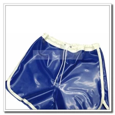 Latex Sports Shorts Metallic Blue with White Trims Unisex Cool Customized E86