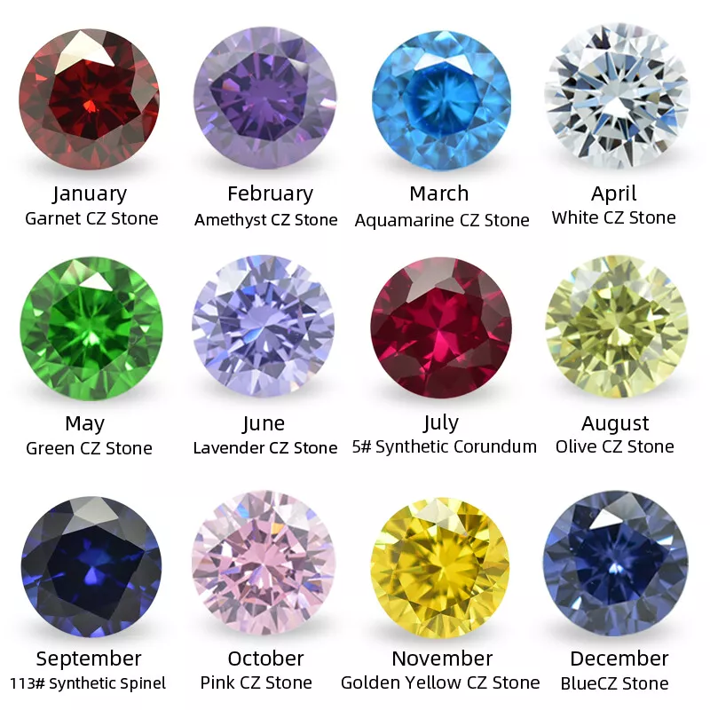 Round 50pcs per color 600pcs total Birthstone Stone Loose cubic Zirconia Bright