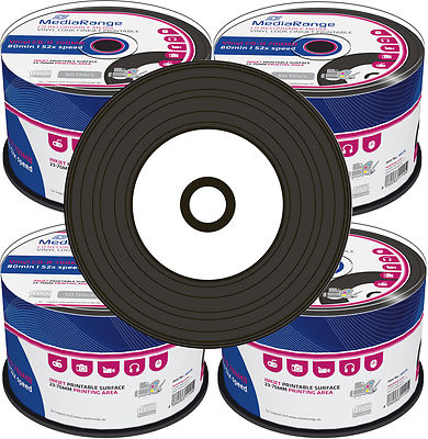 200 MediaRange CD-R 700Mb 80Min Vinyl Black Inkjet Printable Retro Bedruckbar