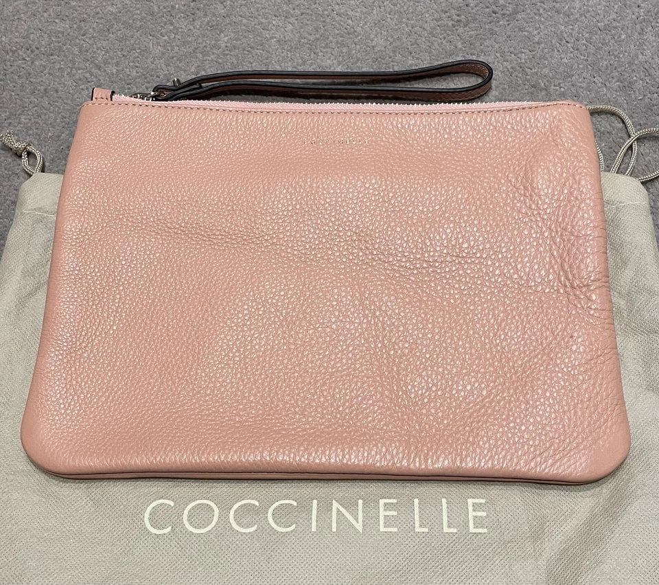COCCINELLE - ITALIAN LEATHER -LARGE SHELL PINK CLUTCH/ POCKET -RRP £ 98 -NEW - Image 3 of 4