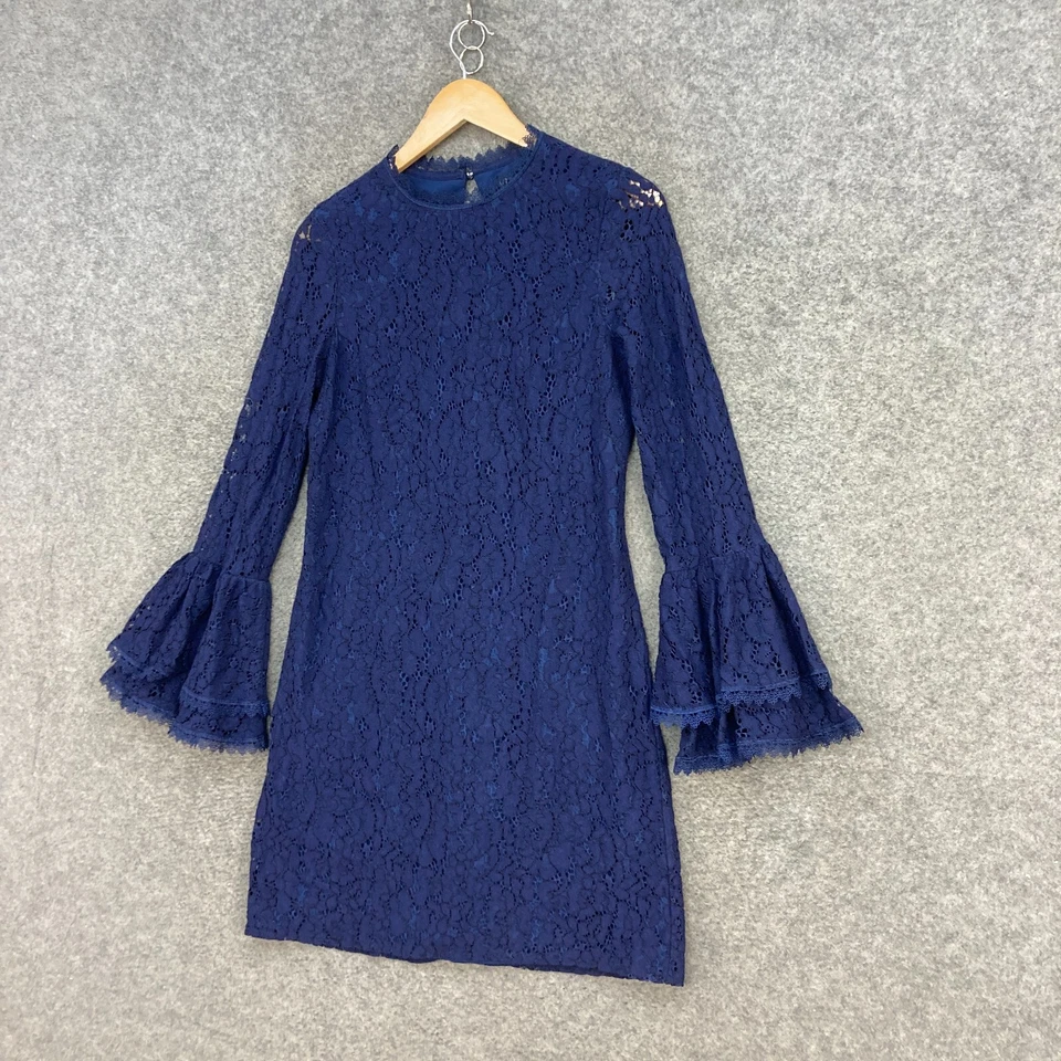 Маленькая хозяйка женское платье размер 12 синий цветочный кружева длинным рукавом мини 48723 - Изображение 2 из 4