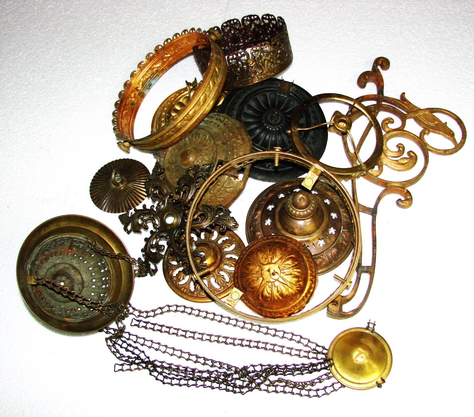 Used LAMP Parts Repair Replace Antique Vintage MIXED LOT Mostly Brass