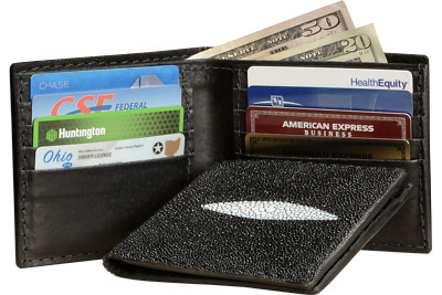Black Stingray Bifold Wallet USA Quality Handcrafted
