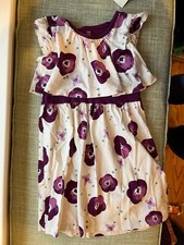Tea Collection Girls Dress White With Ourple Flower So 6 Excellent