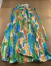 SHEIN Women's Small Colorful Print Cut Out Tie Back M-Slit Hem Maxi Dress New