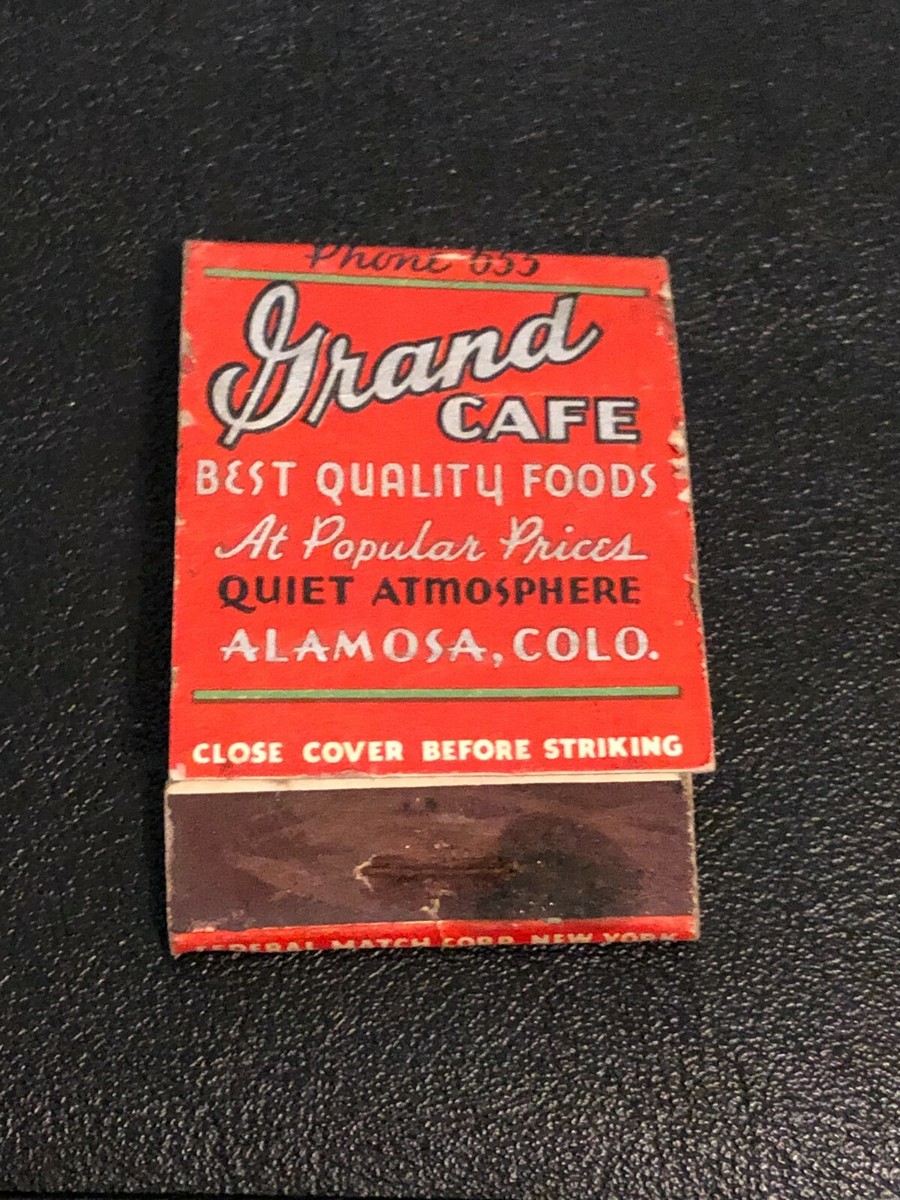 1930s Alamosa Colorado Advertising Matchbook Frand Cafe Interior Photo NICE!