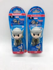 2 PACK Brush Buddies Poppin’ Toothbrush Soft BPA Free Brand New MARVEL THOR