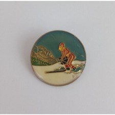Vintage Man Skiing Lapel Hat Pin