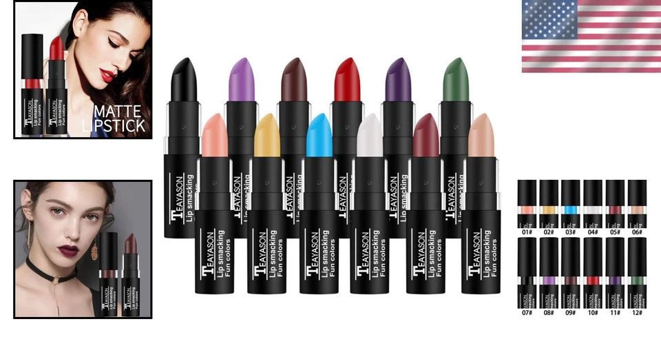 Vampire Matte Lipstick Set - 12 Long-Lasting Waterproof Shades for All Occasions - Image 2 of 4